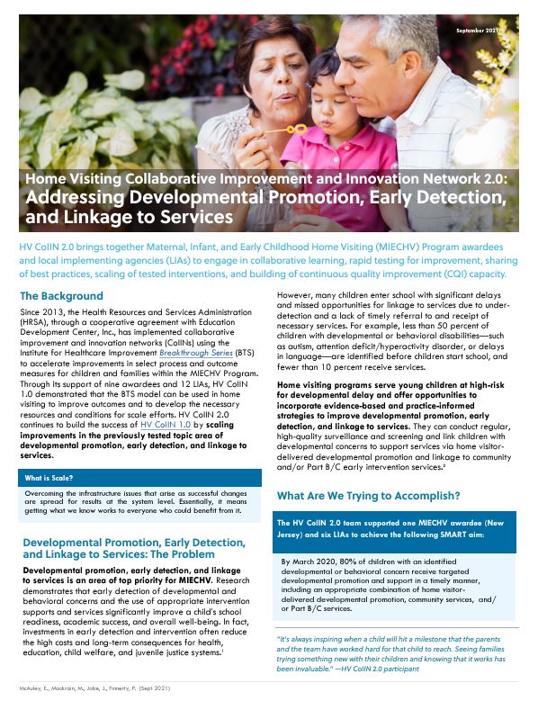 Fact Sheet: Developmental Promotion, Early Detection, and Linkage to ...